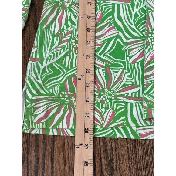 LILLY PULITZER Daisy Darling Stretch Tunic Top Elbow Sleeve Green Pink Size M - Picture 2 of 9